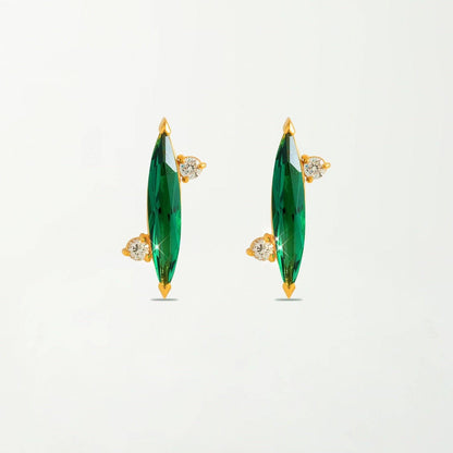 Char Lab Grown Diamond + emerald Studs